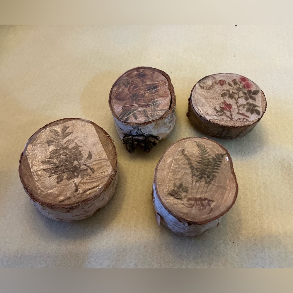 Rustic Wood magnets  with Botanical Prints